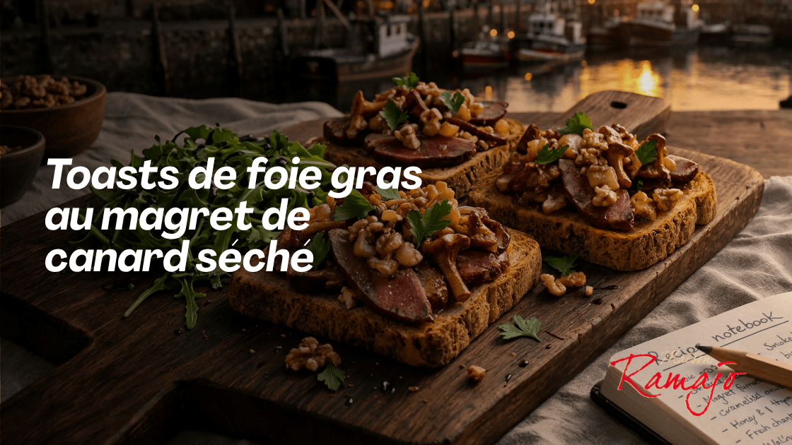Toast au magret fumé et foie gras de canard